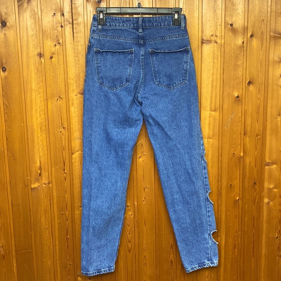Edikted Heart Cutout Statement Denim Blue Jeans Women's in Size S Worn Once ! - Picture 6 of 12